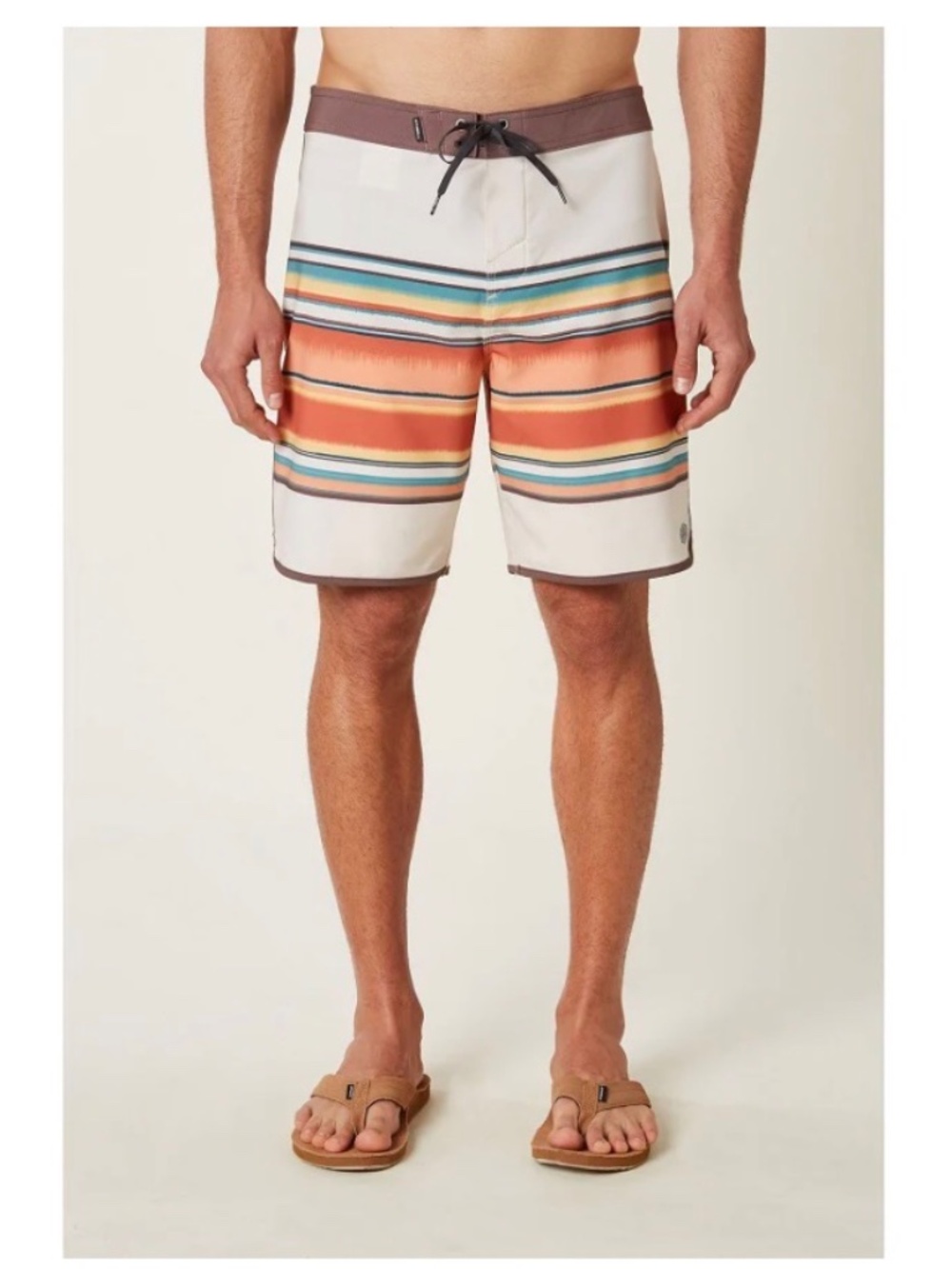 O'Neill Hyperfreak striped board shorts featuring a multi-color design.